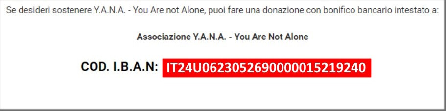 Bonifico Associazione Yana